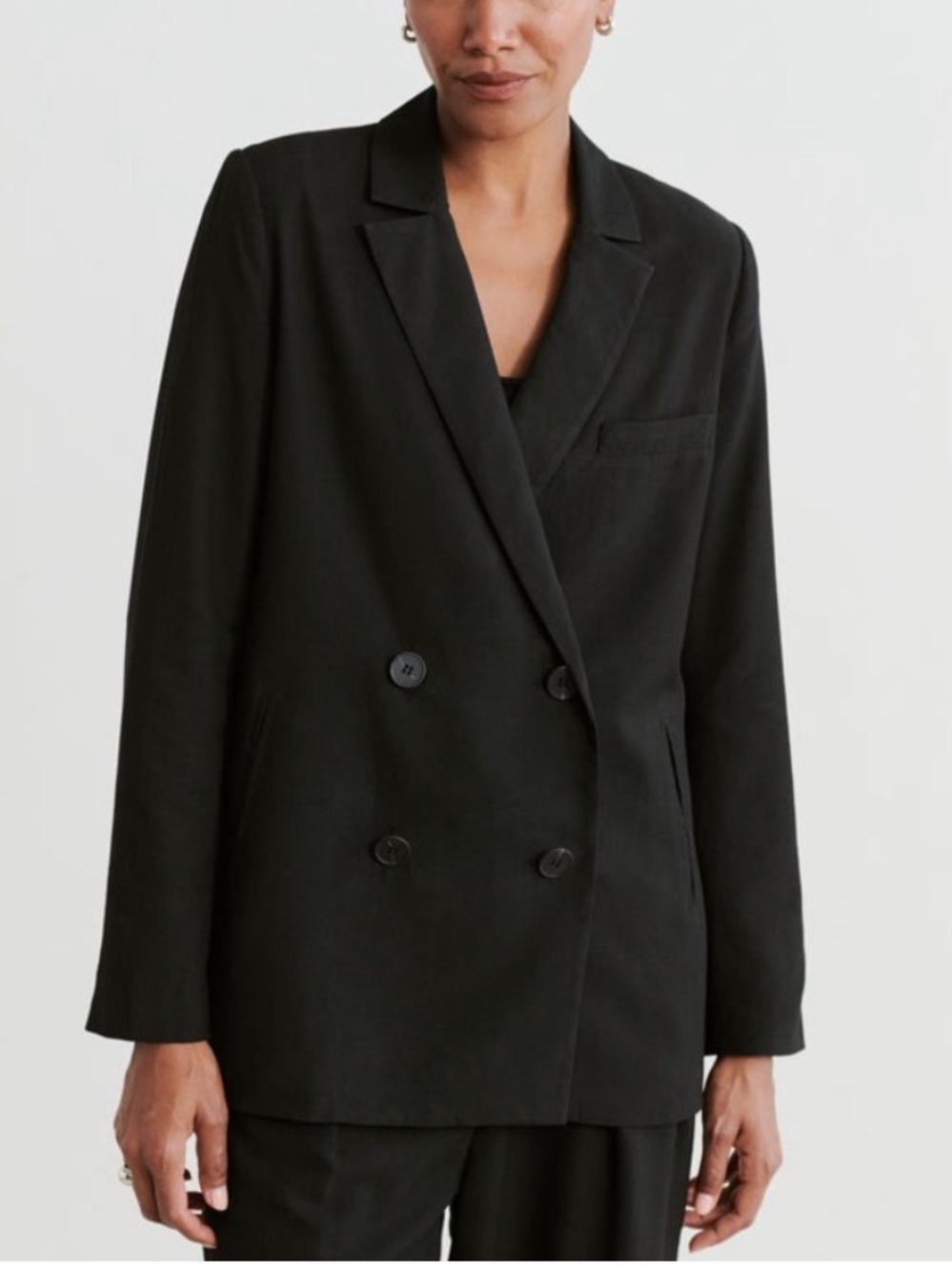 Jenni Kayne Jones Black Double Breasted Oversized Boxy Blazer
